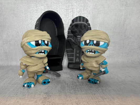 Mummy with Dagger & Sarcophagus | Kids sensory toy | Spooky Collectible | Party toy