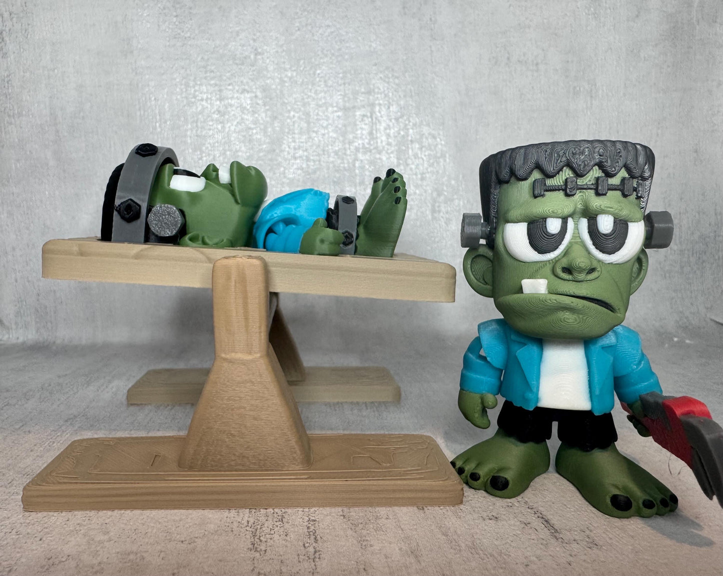 Cute Frankenstein Set with swinging table | Kids sensory toy | Spooky Collectible | Party toy