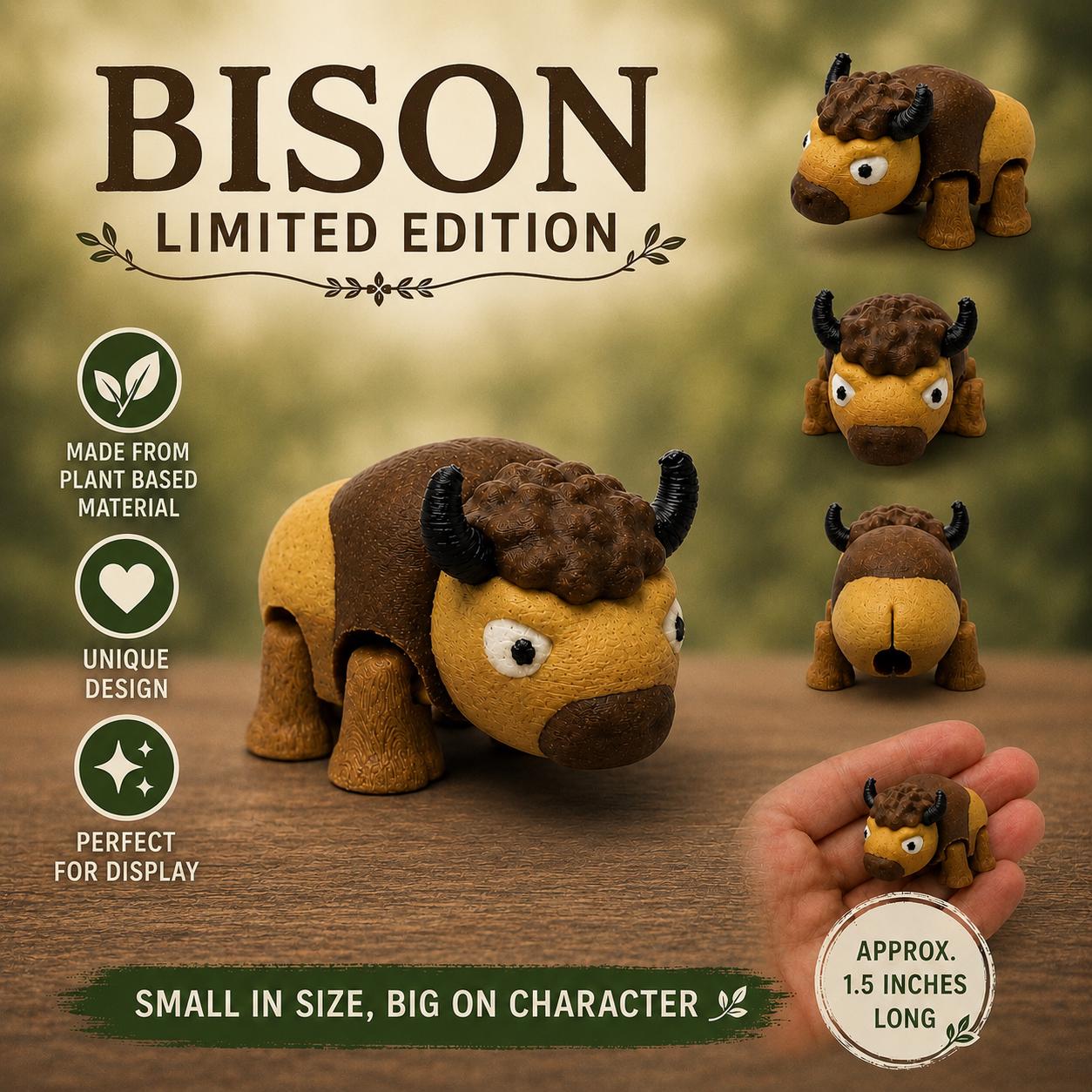 Cute Bison Wigglet | Desk Companion | Cute Articulated Fidget Animals | Collectible Pocket Toys | Party Bag Fillers | Kids Gift