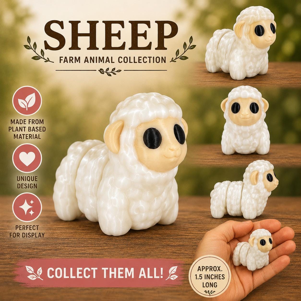 Cute Sheep Wigglet | Desk Companion | Cute Articulated Fidget Animals | Collectible Pocket Toys | Party Bag Fillers | Kids Gift