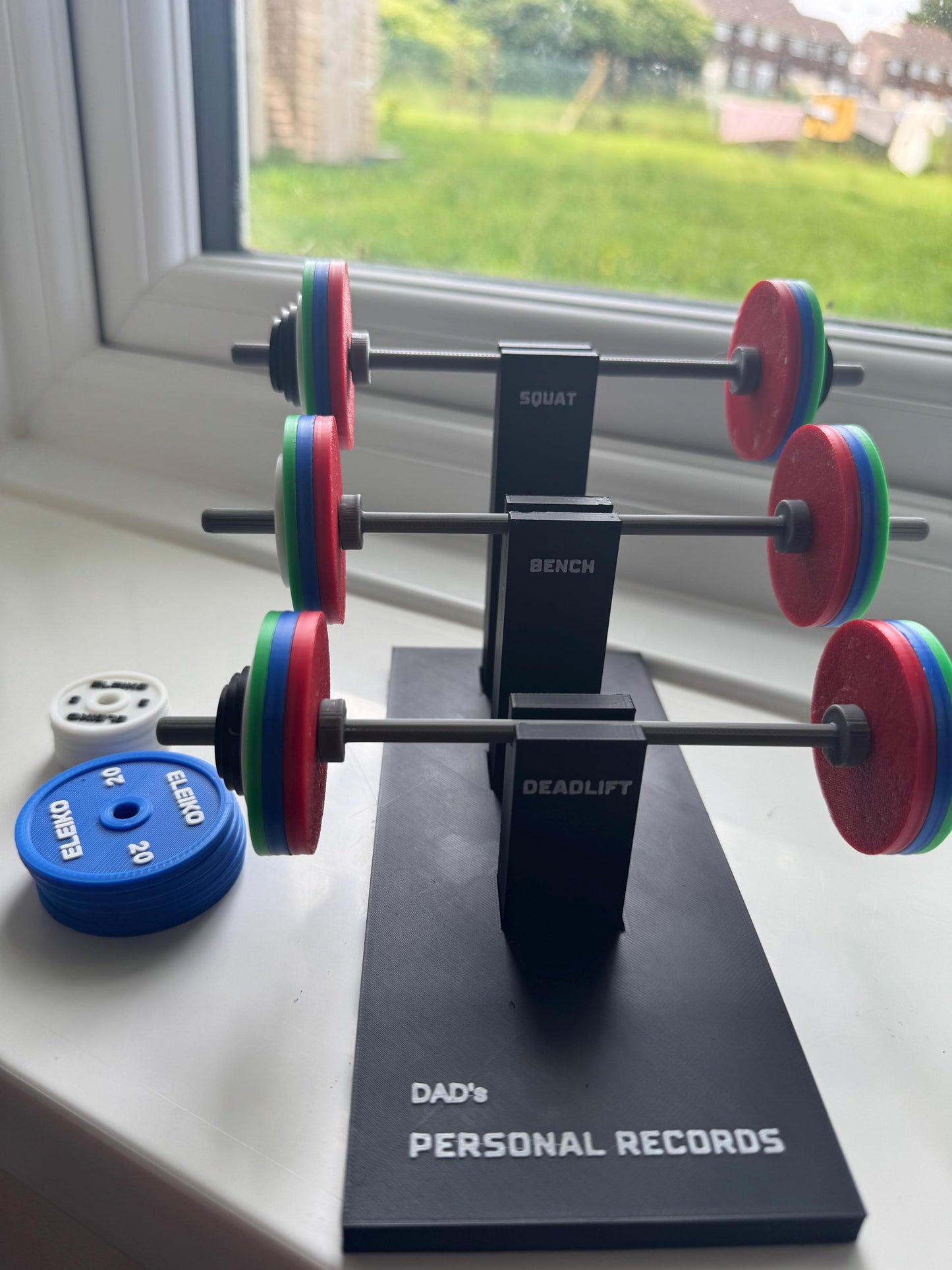 Personalised Powerlifting PR Display | Custom Gym Gift for Dad | Squat Bench Deadlift Stand | 3D Printed Decor