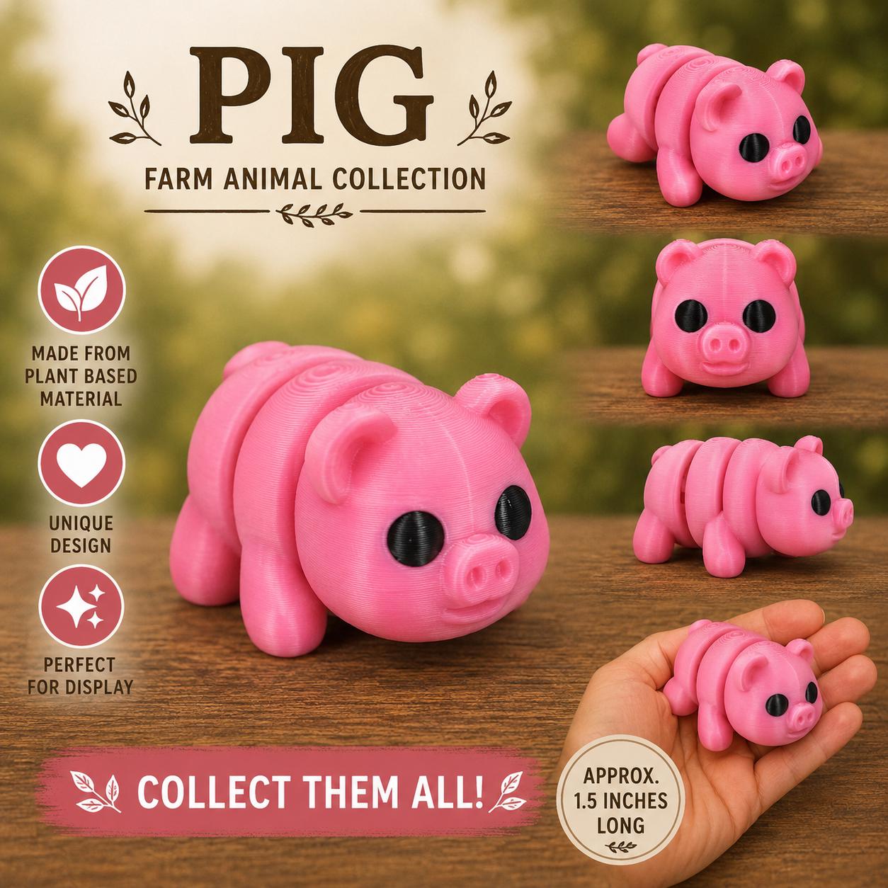 Percy the Pig Wigglet | Desk Companion | Cute Articulated Fidget Animals | Collectible Pocket Toys | Party Bag Fillers | Kids Gift