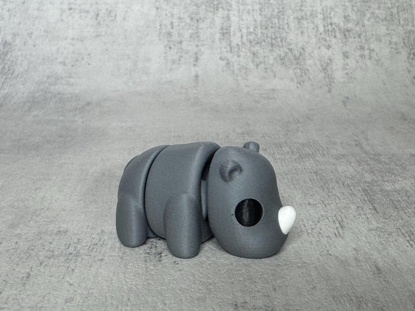 Rhino Wigglet | Safari Collection | Cute Articulated Tiger | 3D Printed Desk Buddy | Collectible Fidget Toy | Rhino Gift