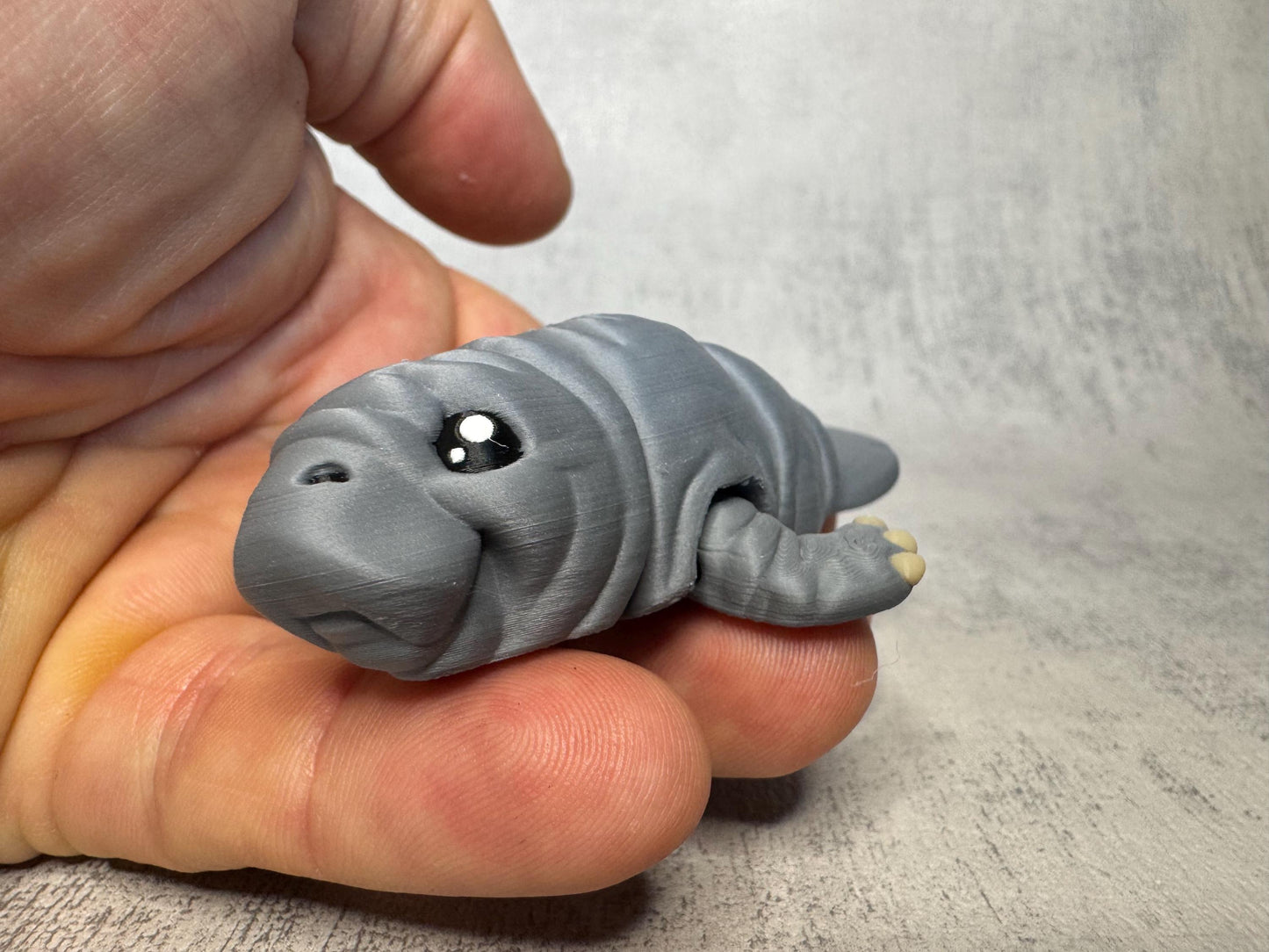Marina the Manatee Pocket Pal | Articulated 3D Printed Manatee | Optional Keyring | Desk Pet | Animal Lover Gift | Pocket Pal