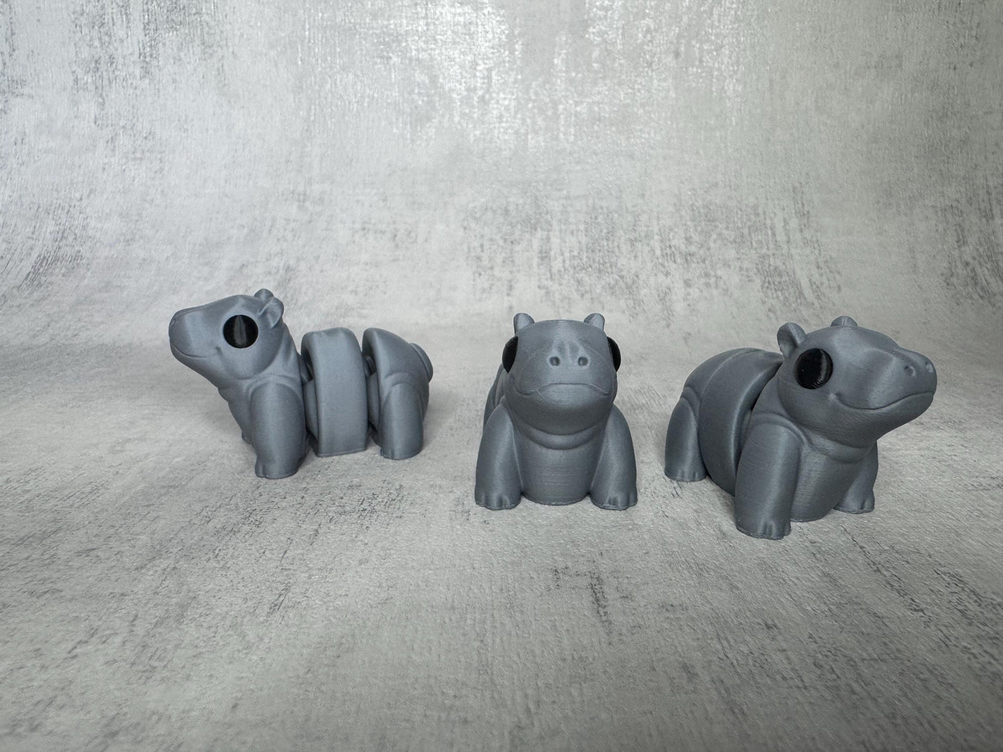 Hippo Wigglet | Safari Collection | Cute Articulated Tiger | 3D Printed Desk Buddy | Collectible Fidget Toy | Hippo Gift