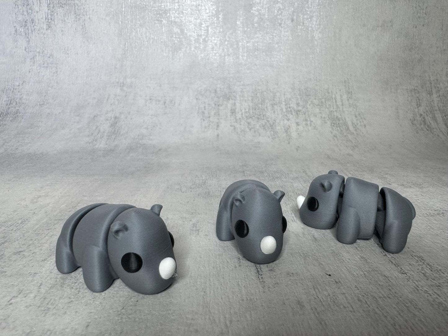 Rhino Wigglet | Safari Collection | Cute Articulated Tiger | 3D Printed Desk Buddy | Collectible Fidget Toy | Rhino Gift