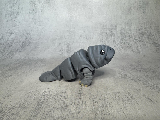 Marina the Manatee Pocket Pal | Articulated 3D Printed Manatee | Optional Keyring | Desk Pet | Animal Lover Gift | Pocket Pal